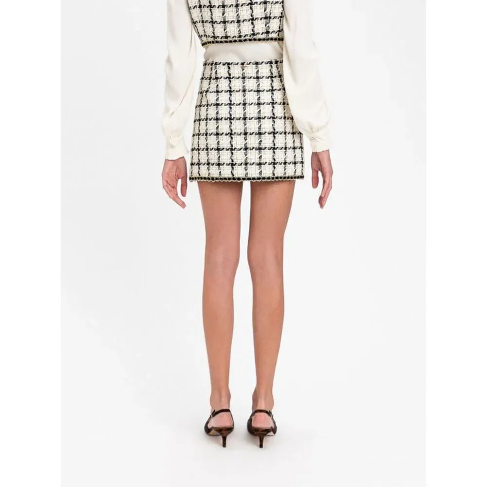 Twinset Women Twinset High-Waisted Check Tweed Pencil Mini Skirt